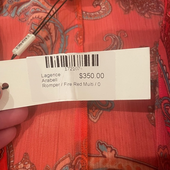 NWT L’agence Arabell Romper in Fire Red Multi pattern. Size 0. Retail $350. - Picture 2 of 3
